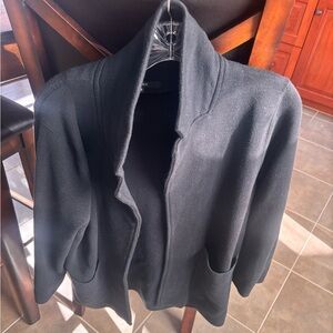 Open front sweater blazer in black by Quince. 100% organic cotton. Size S